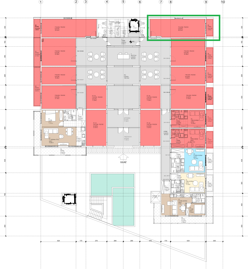 Montenegrina Residence - Poslovni prostor - 34.12m2 - Prizemlje - Bočni pogled na more - #SU1-OS-05 48 Montenegrina Residence - Poslovni prostor - 34.12m2 - Prizemlje - Bočni pogled na more - #SU1-OS-05 47