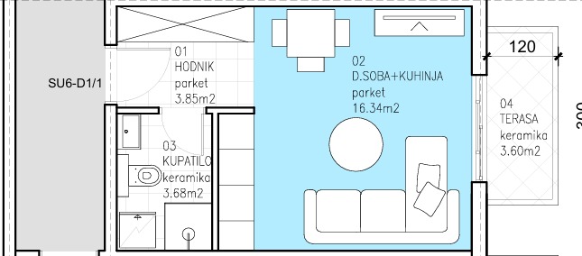 Montenegrina Residence - Studio apartman - 27.47m2 - 5. sprat - Pogled na more - #SU6-D1/1 84 Montenegrina Residence - Studio apartman - 27.47m2 - 5. sprat - Pogled na more - #SU6-D1/1 83