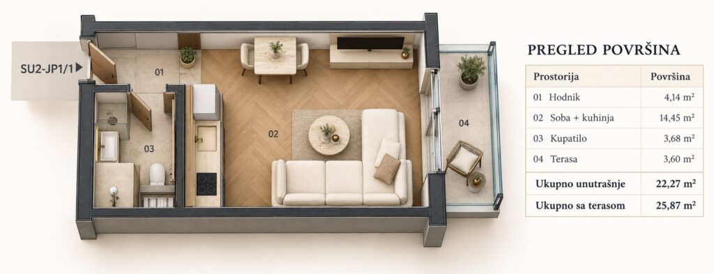 Montenegrina Residence - Studio apartman - 25.87m2 - 1. sprat - Pogled na more - #SU2-JP1/1 81